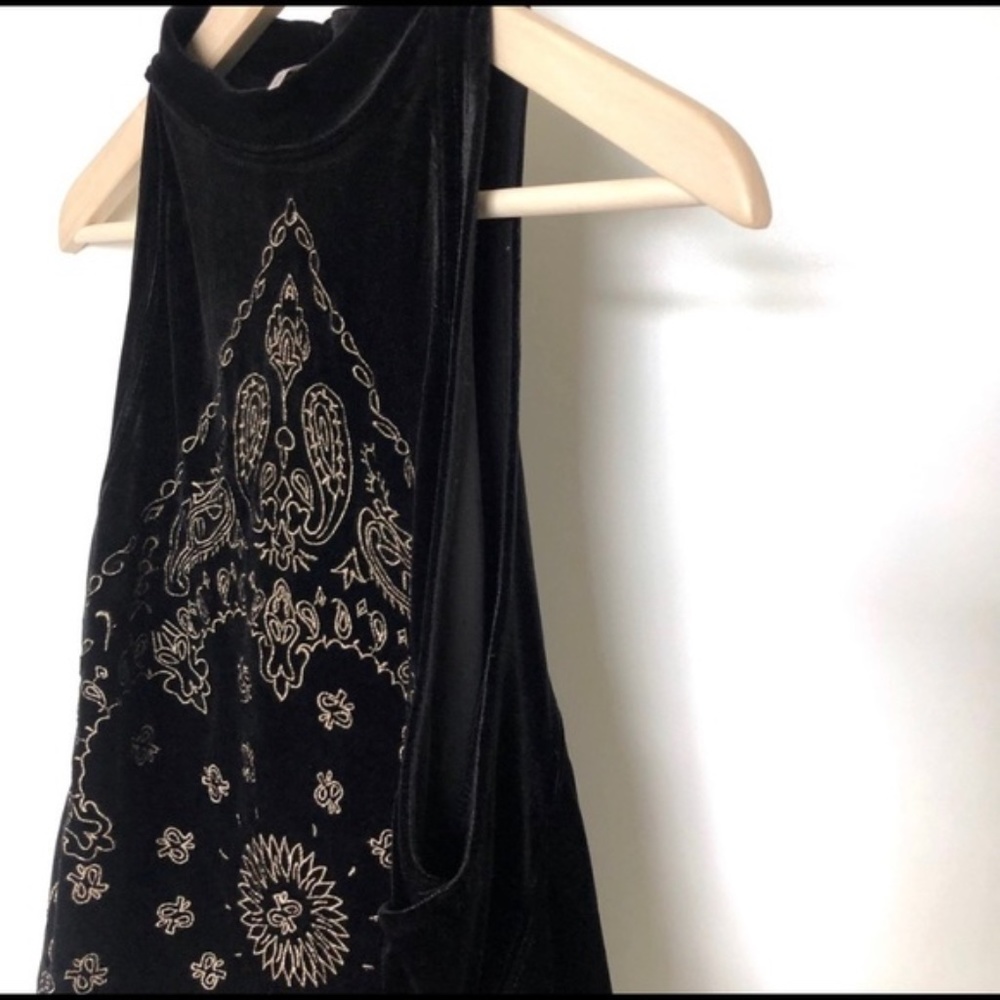 Free People Bandana Bling Black Velvet Top - Picture 6 of 6